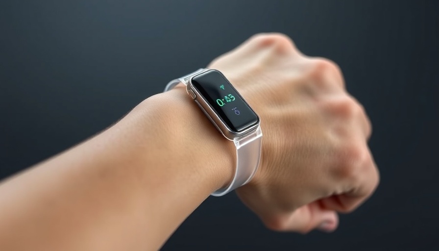 Close-up of wristband sensor for diabetes and cardiovascular care.