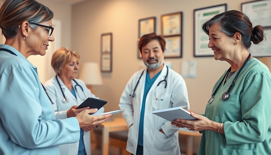 Healthcare professionals in a clinic discuss preventing infectious diseases.