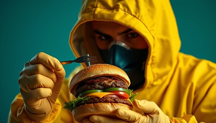 Hazmat-suited individual handling food, highlighting travel health risks.
