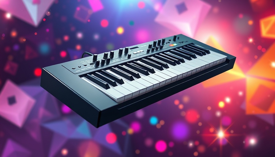 Modern MIDI keyboard for productivity on vibrant background