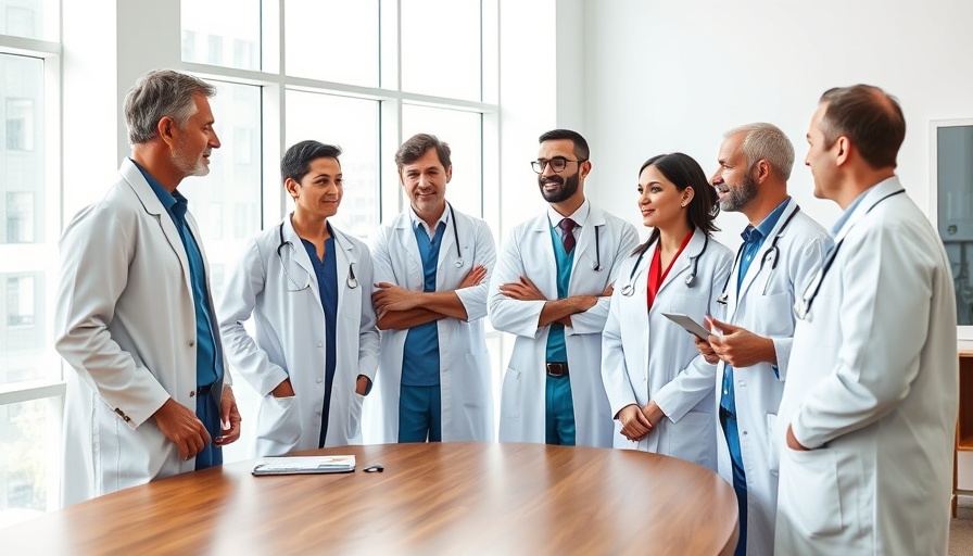 Group of doctors engaging in discussion, illustrating how group coaching reduces physician burnout.