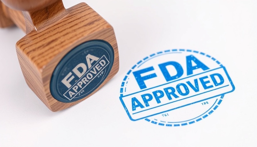 FDA approved rubber stamp on white background
