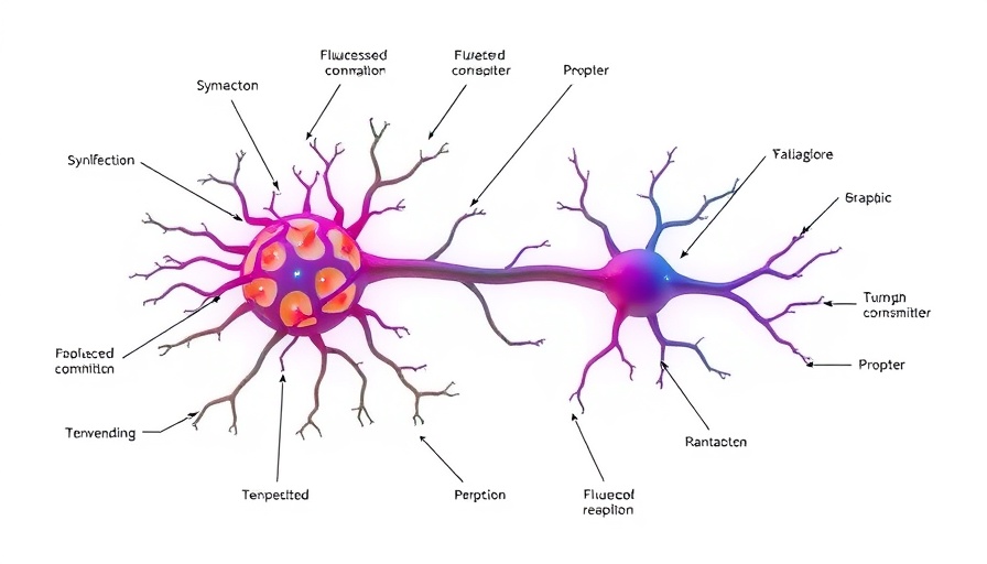 Diagram showing fluorescent probes in brain research indicating synaptic and neurotransmitter interactions.