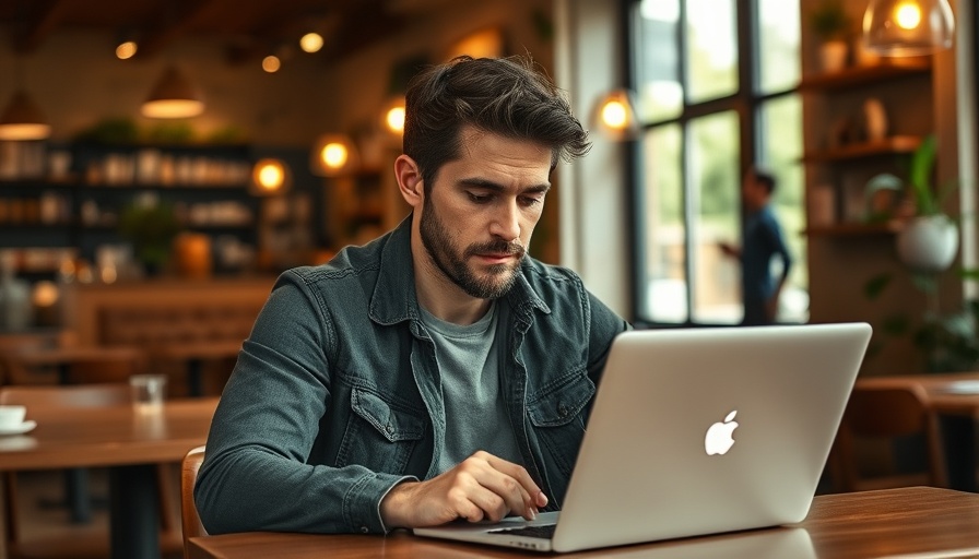 Digital nomad managing eczema while working in a cozy cafe.