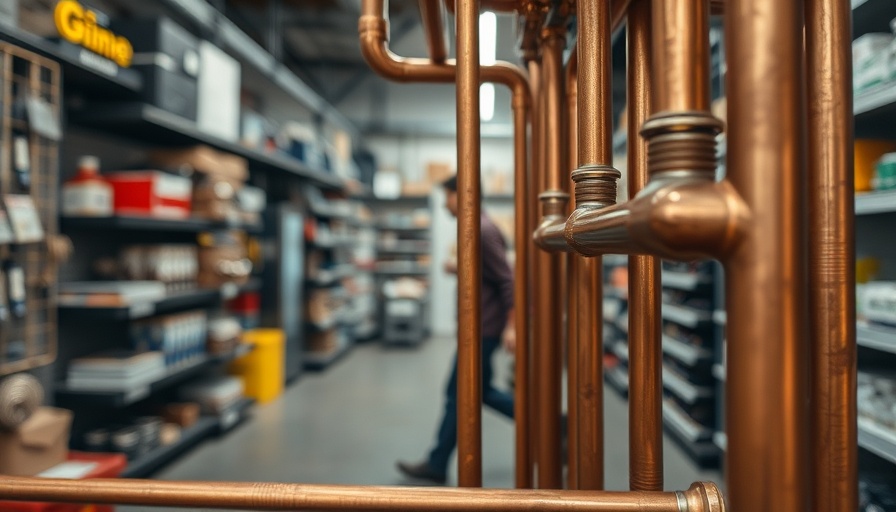 Copper pipes in hardware store, US copper tariff clarity concept