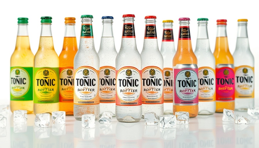Premium tonic water selection for cocktails, ice-cold and ready.