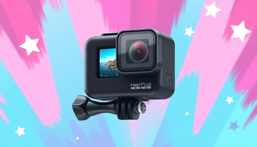 GoPro Hero 12 Black with starry abstract background.