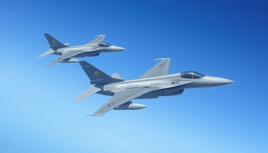 Three military fighter jets soaring in formation promoting Military Jets and Hardware Sales.