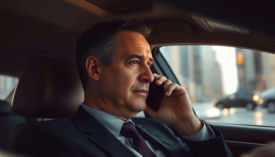Leadership lesson depicted with a man in a car using a phone.