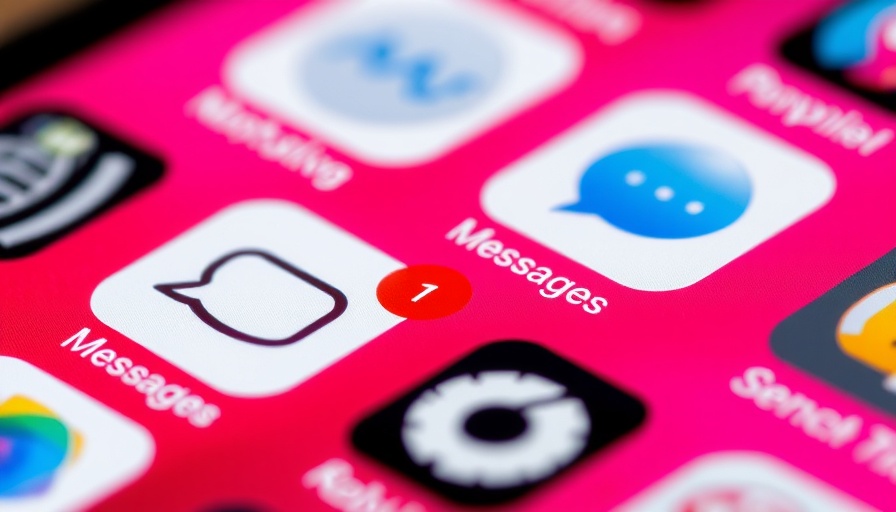 Smartphone screen close-up with Messages icon showing notification.