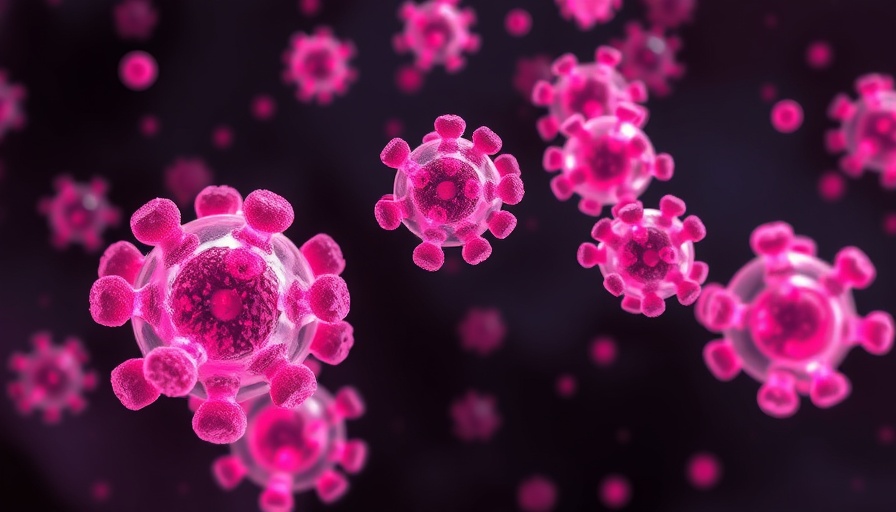 3D rendering of vibrant pink cells in dark space