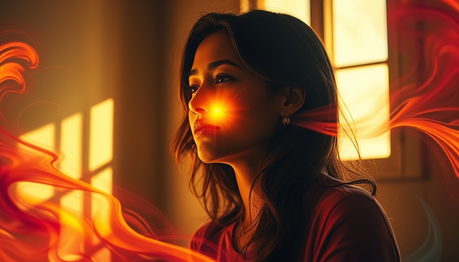 Thoughtful woman experiencing healing after divorce amid vibrant colors and sunlight.