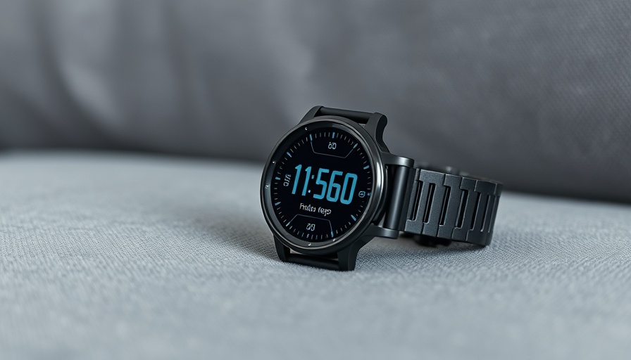 Sleek Coros watch displaying workout reps on grey fabric.