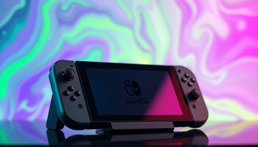 Sleek Nintendo Switch 2 with vibrant neon background.