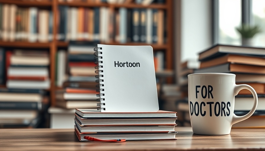 Notebooks and coffee cup for doctors' reading list, focus on patient retention.
