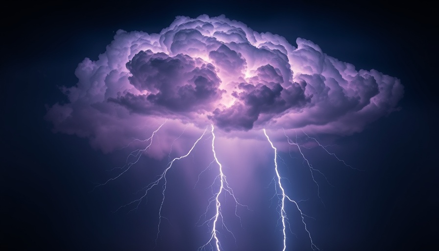 Dramatic thundercloud with lightning in a dark sky, stop ruminating concept.