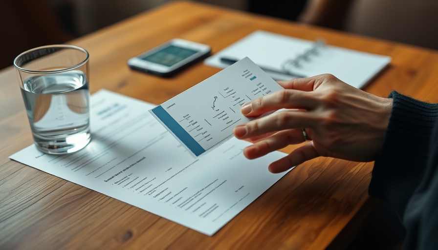 Hands handling a DNA test kit for direct-to-consumer genetic testing on a wooden table.