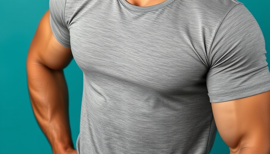 Man in Vuori Strato Tech Tee against teal background