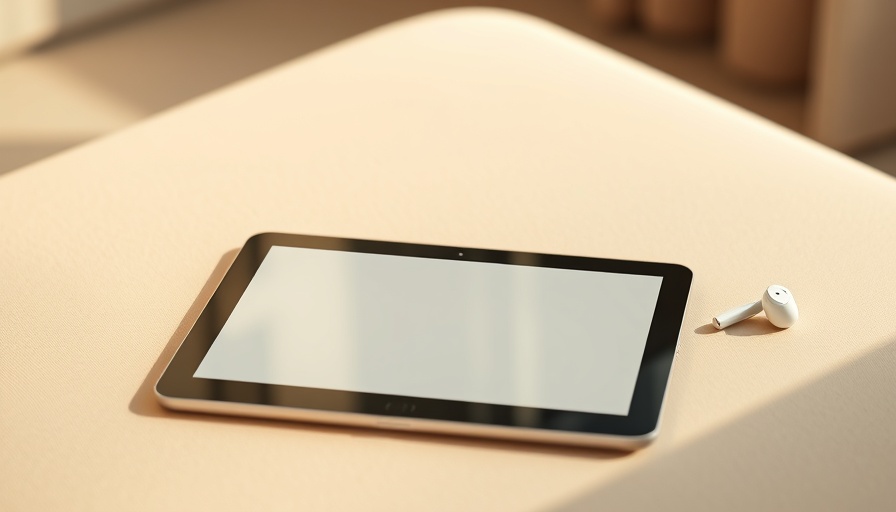 Tablet with a note-taking app for digital nomads displayed on a beige surface.
