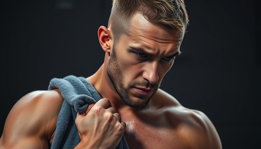 Athletic man considering post-workout shower benefits for skin, gym setting.