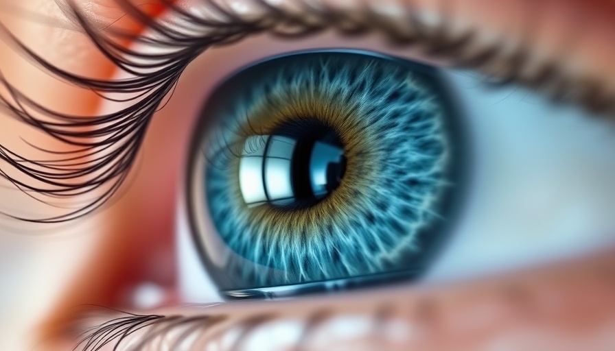Macro close-up of a blue iris with detailed contact lens focus.