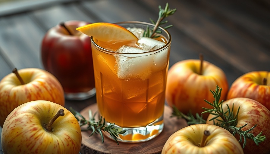 Aromatic apple cider bourbon cocktail with apple garnish and cinnamon.