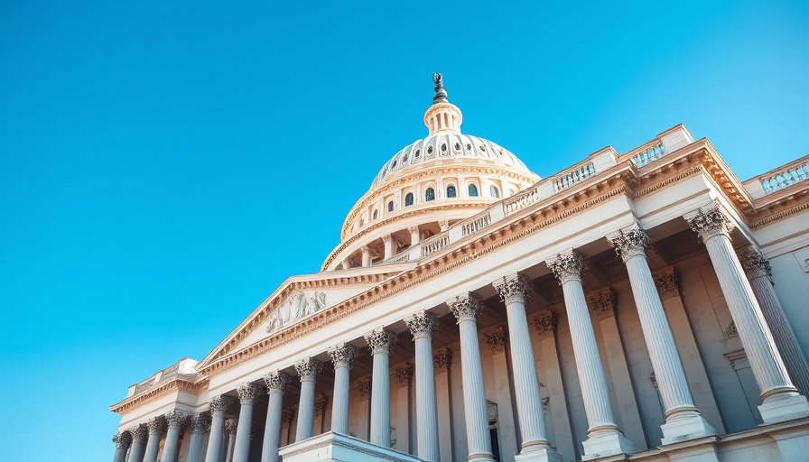 Stately United States Capitol under blue sky, symbolizing US deficits.