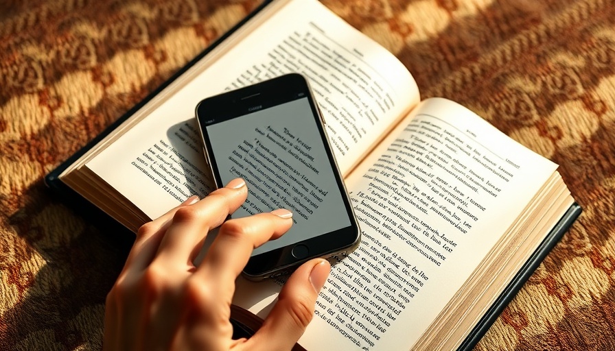 Visual tracker for reading list: open book with e-reader