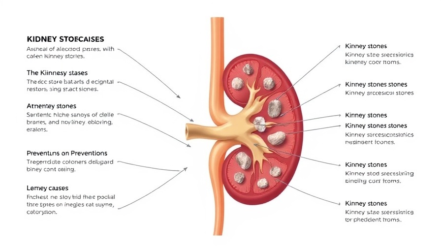 Illustrative kidney diagram showing prevention of kidney stones.