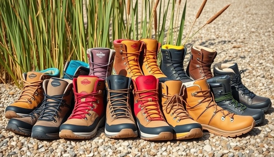 Best Hiking Boots 2025 on a rocky surface with reeds backdrop.