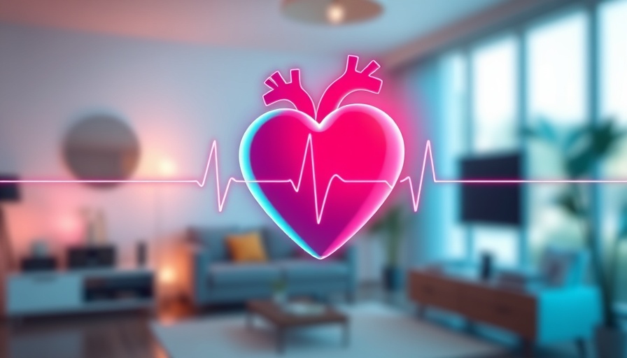 Abstract heart with ECG waveform for home-based ECG screening.