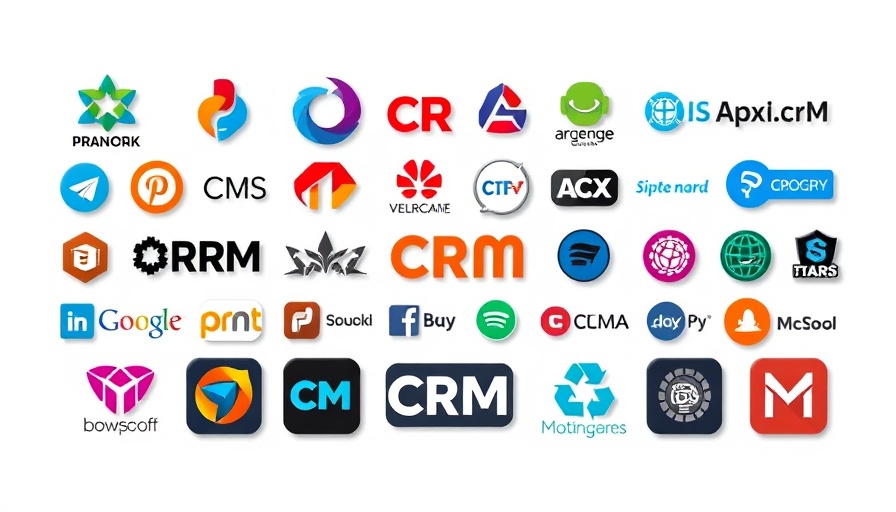 Colorful CRM tool logos grid showcasing best AI CRM tools.