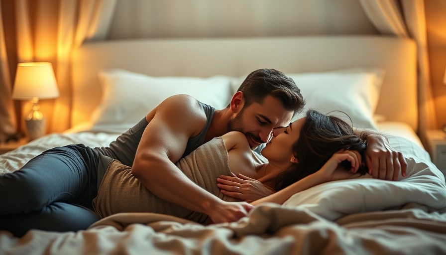 Couple sharing a moment on a bed, benefits of intercrural sex concept.