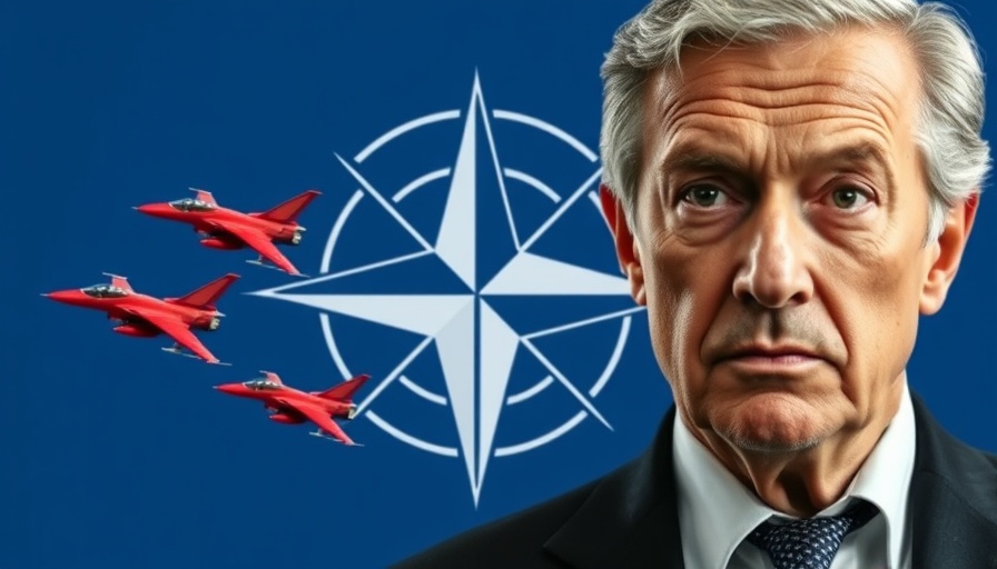 Illustration of geopolitical themes, NATO's eastern flank defense, jets, and figure.