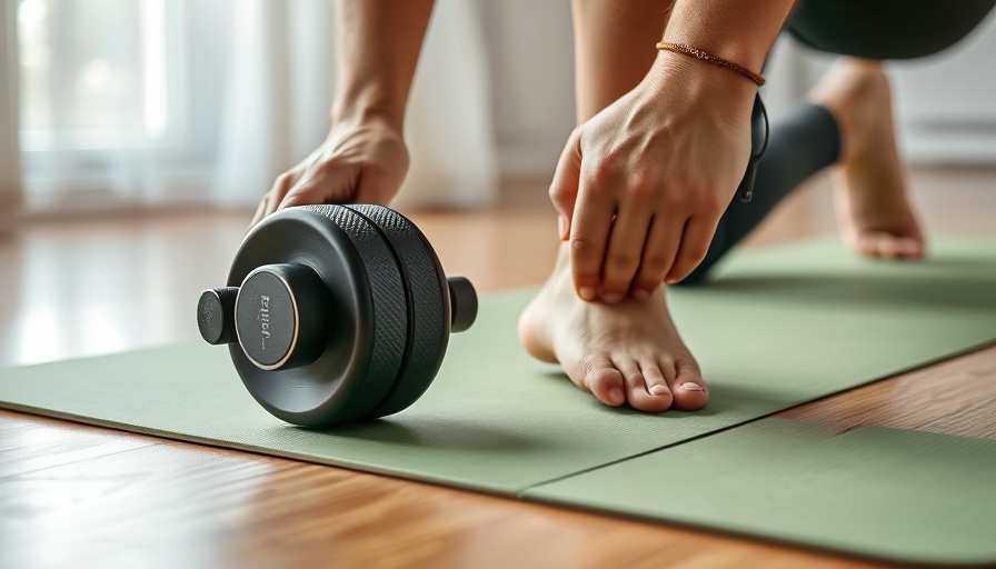Close-up of Chirp roller for muscle recovery on a leg.