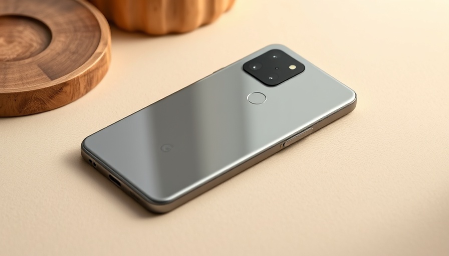 Google Pixel 9a phone resting on a beige surface, ideal for digital nomads.
