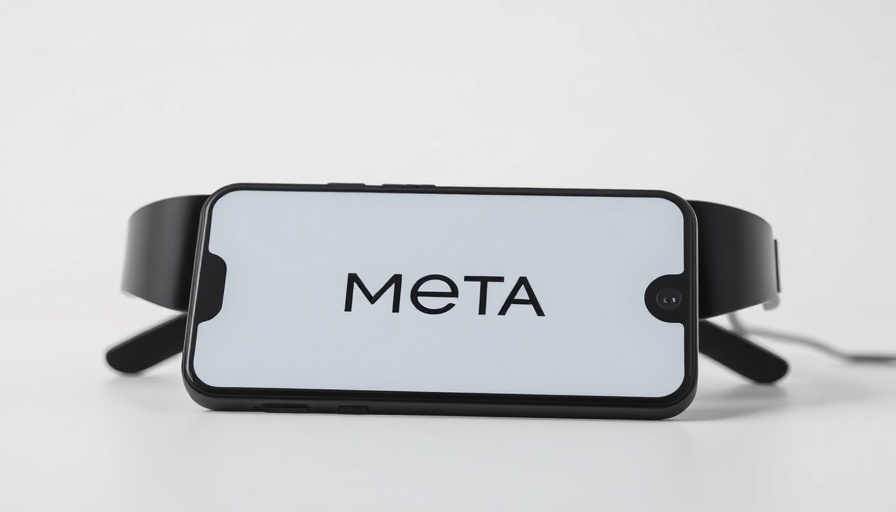 Meta logo with AR glasses, highlighting smart tech.
