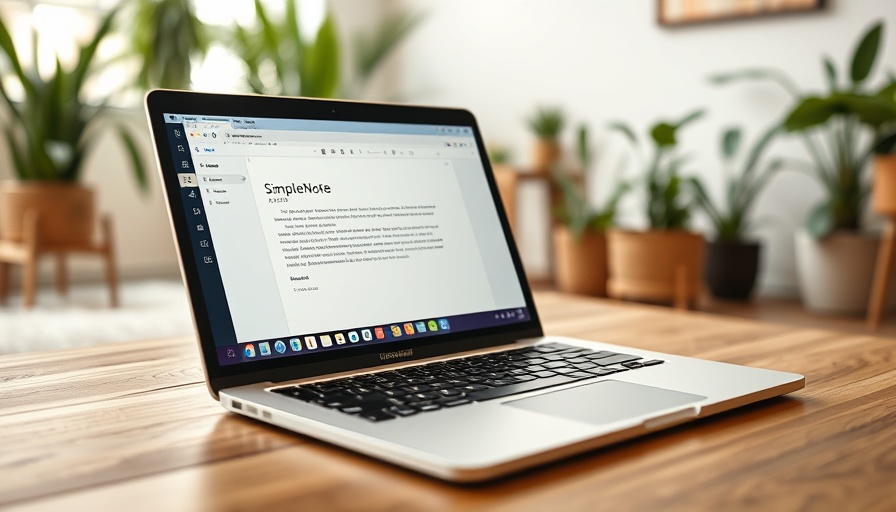 Sleek laptop showing Simplenote app, ideal for minimalists.