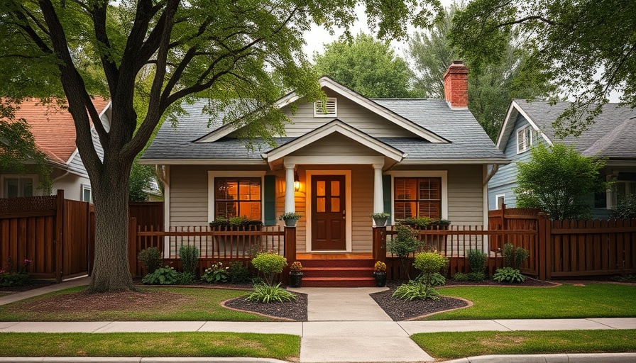 Charming suburban house with wooden fence, ergonomic home design.