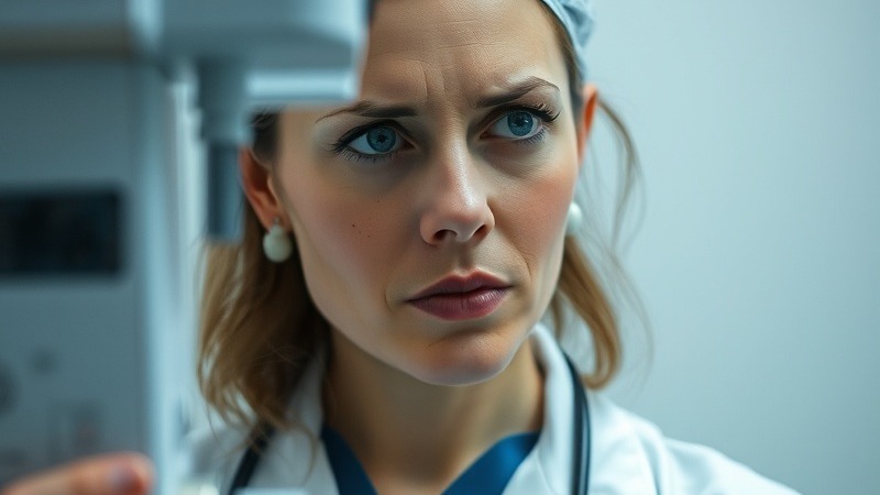 Medical device cybersecurity advertisement with abstract design.