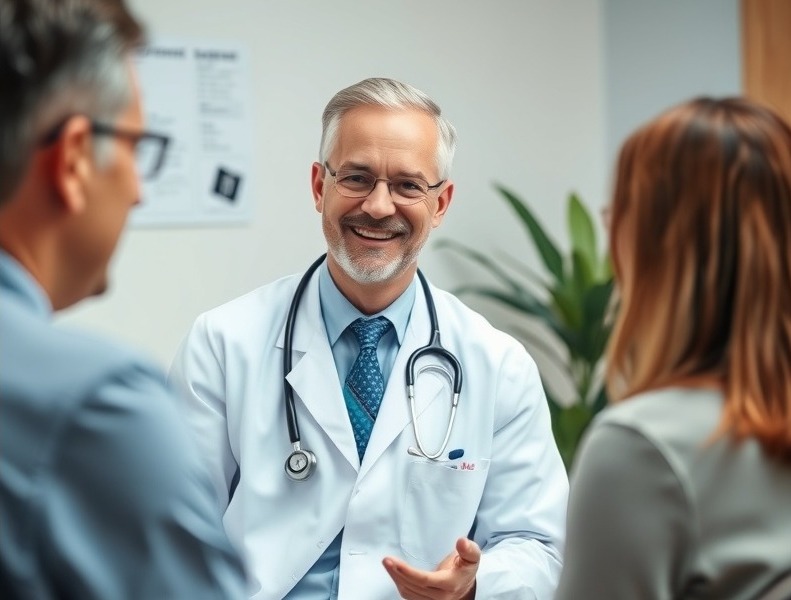 a smiling concierge doctor consulting with patients