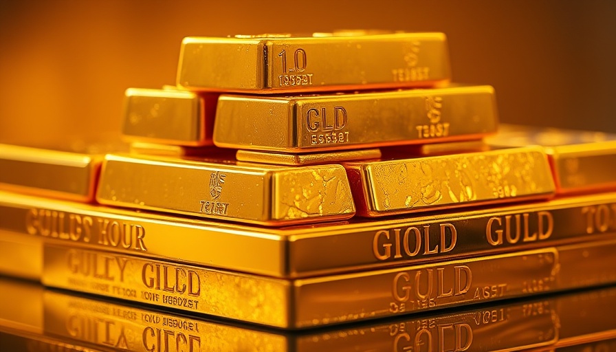 Glistening stacked gold bars symbolizing wealth; Gold price reaches $4000.