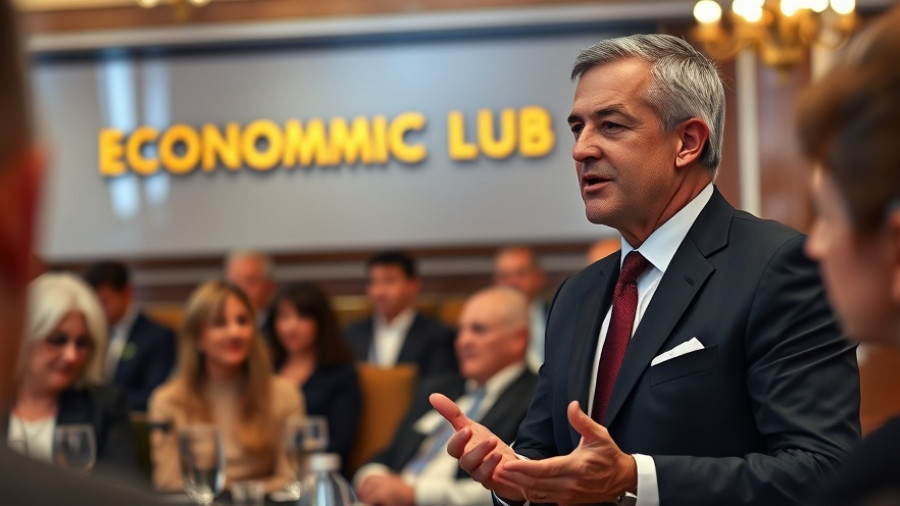 Businessman speaks on finance at Economic Club event, October.