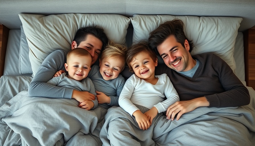 Happy family bonding on bed, tax benefits for new parents.