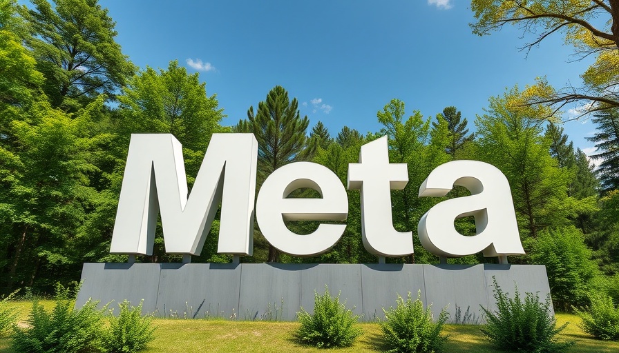 Prominent Meta sign in a green environment related to AI investment.