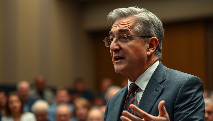 DOJ firings discussion by a middle-aged man in a suit during a meeting.