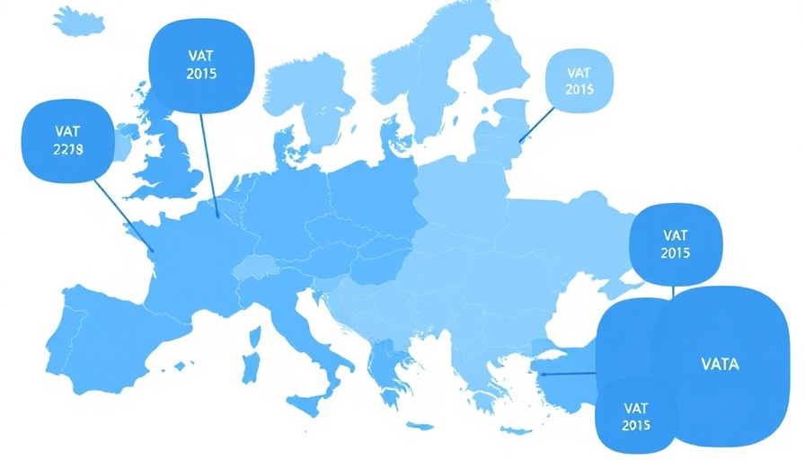 European map showing VAT rates, 2025 data in varying blue shades.