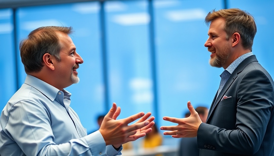 DeepSeek: Man gesturing during a discussion at a conference.