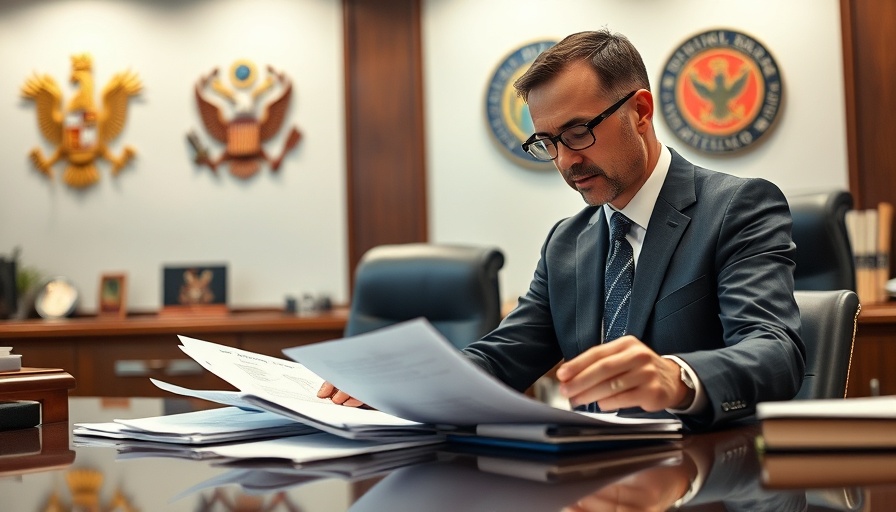 Businessman reviews documents on tariffs on Canada and Mexico.