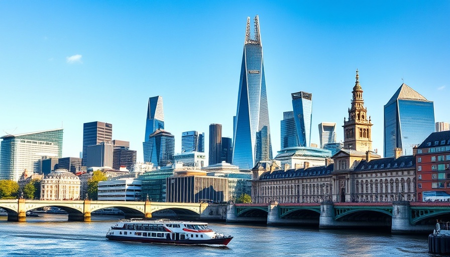 Modern London skyline showcasing UK trade benefits.